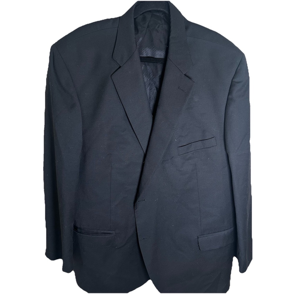 Joseph & Feiss 52R Black Blazer Men Two Button Wool Sport Coat Jacket